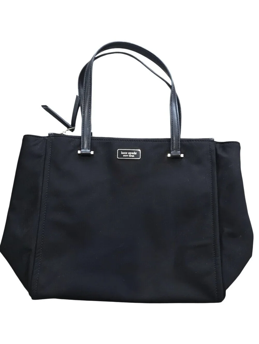Kate Spade New York Black Nylon Double Zip-Top Shoulder Tote Bag
